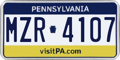 PA license plate MZR4107