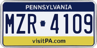 PA license plate MZR4109