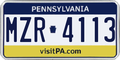 PA license plate MZR4113