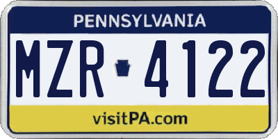 PA license plate MZR4122