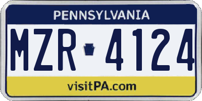 PA license plate MZR4124