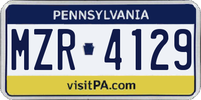 PA license plate MZR4129