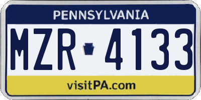 PA license plate MZR4133