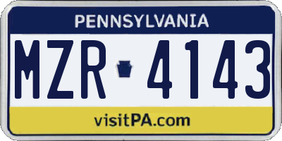 PA license plate MZR4143