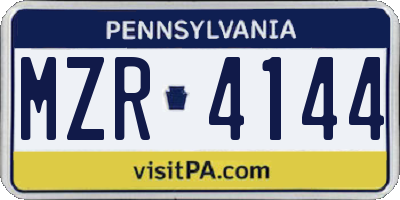 PA license plate MZR4144