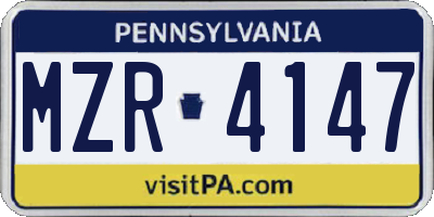 PA license plate MZR4147