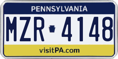 PA license plate MZR4148