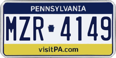 PA license plate MZR4149