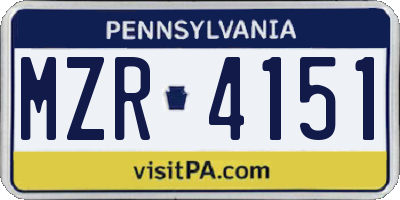 PA license plate MZR4151