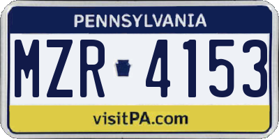 PA license plate MZR4153