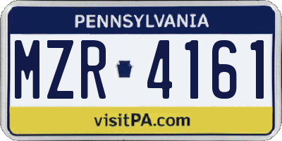PA license plate MZR4161