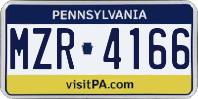 PA license plate MZR4166