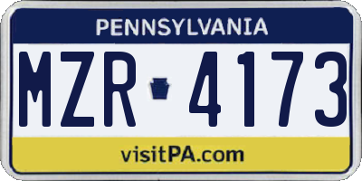 PA license plate MZR4173