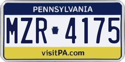 PA license plate MZR4175