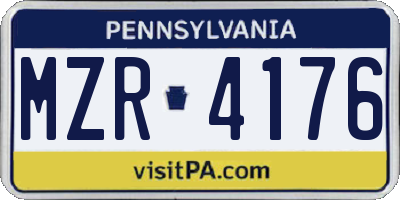 PA license plate MZR4176