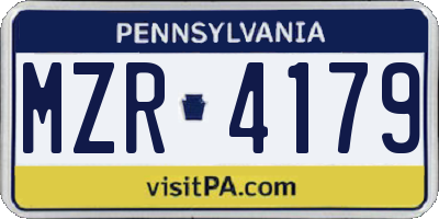 PA license plate MZR4179
