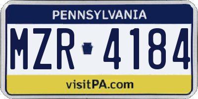 PA license plate MZR4184