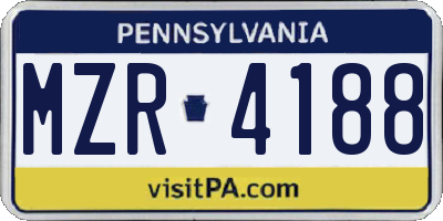 PA license plate MZR4188