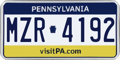 PA license plate MZR4192