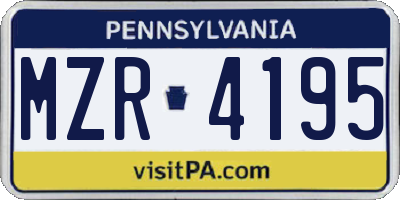 PA license plate MZR4195