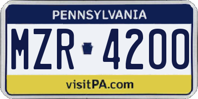 PA license plate MZR4200