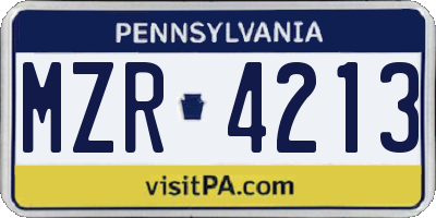 PA license plate MZR4213