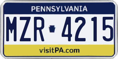 PA license plate MZR4215