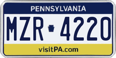 PA license plate MZR4220
