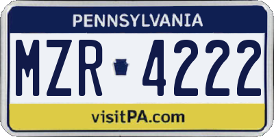 PA license plate MZR4222