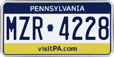 PA license plate MZR4228