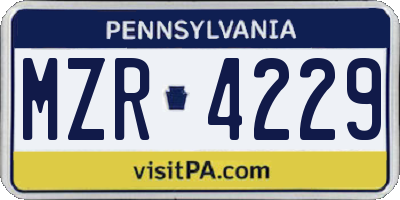 PA license plate MZR4229