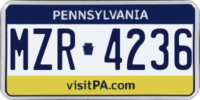 PA license plate MZR4236