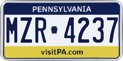 PA license plate MZR4237