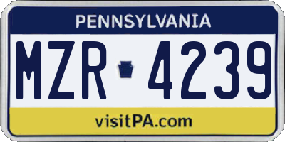 PA license plate MZR4239