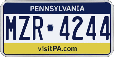 PA license plate MZR4244
