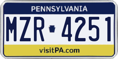 PA license plate MZR4251