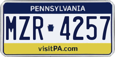 PA license plate MZR4257
