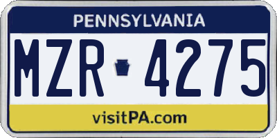PA license plate MZR4275