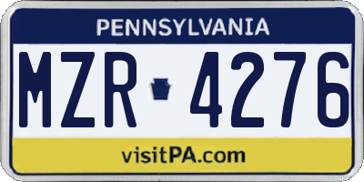 PA license plate MZR4276