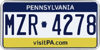 PA license plate MZR4278