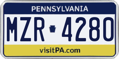 PA license plate MZR4280