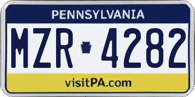 PA license plate MZR4282