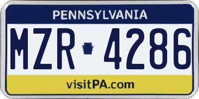 PA license plate MZR4286