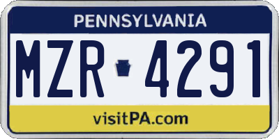 PA license plate MZR4291