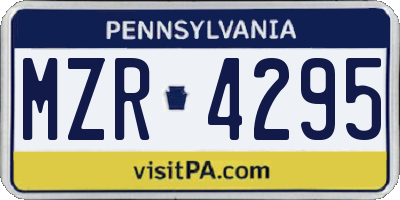 PA license plate MZR4295
