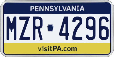 PA license plate MZR4296