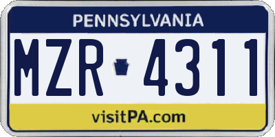 PA license plate MZR4311