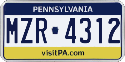 PA license plate MZR4312
