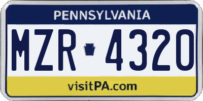 PA license plate MZR4320
