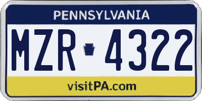 PA license plate MZR4322